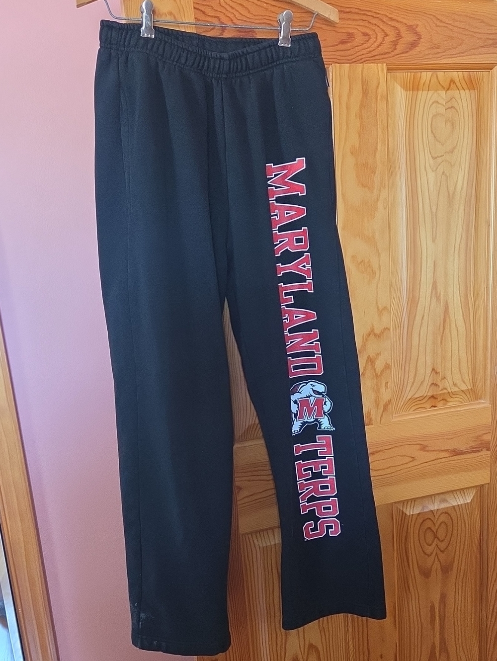 Jansport Black Sweatpants with Red & White Maryland Terps Print